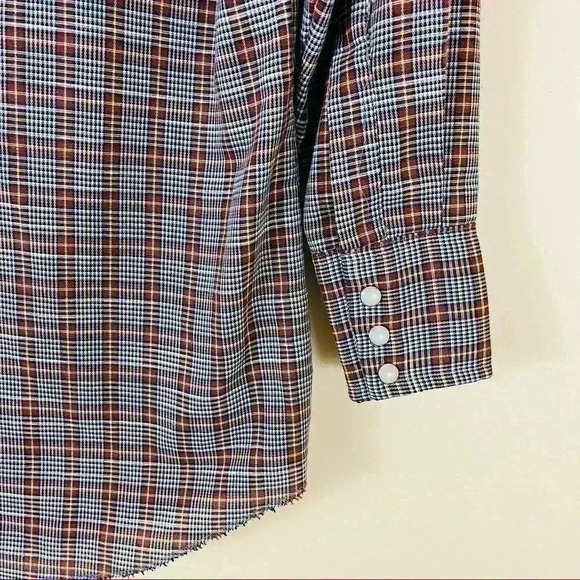 Vintage Dee Cee Western Plaid Sawtooth Shirt Pearl Snap Long Sleeve 15-32 - Picture 10 of 14